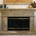 11. Faux stone fireplace